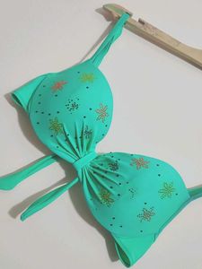 Green Bikini Top with Embellishments 38 Bust