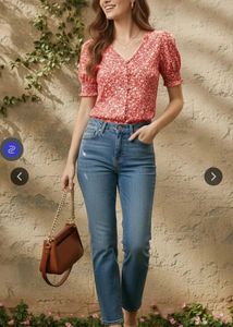 Red Floral Vacay Attire Top 🌺❤️