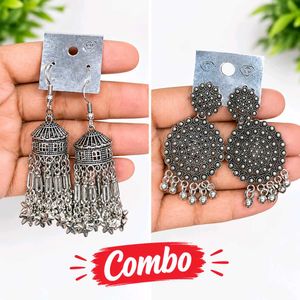 Oxidized Silver Jhumka Earrings Combo