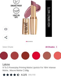 Lakme Matte Lipstick- Mauve Matt MM1