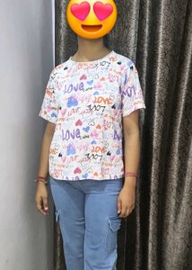 Funky Love Print White T-Shirt