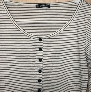Striped Long Sleeve Crop Top