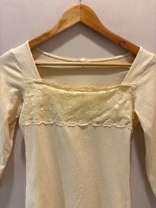 Cream Lace Square Neck Top