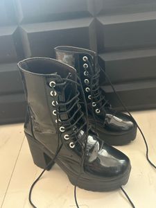 Black Platform Chunky Heel Boots