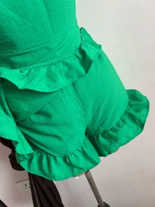Green Ruffled Playsuit