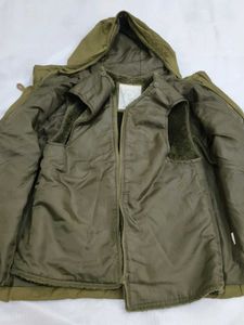 Stylish Olive Green double layer Hooded Jacket