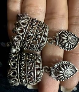 3 Pairs Of Oxidized Jhumka Earrings