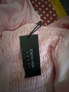 Pink Puff Sleeve Ruched Crop Top