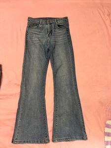 Flared Blue Denim Jeans