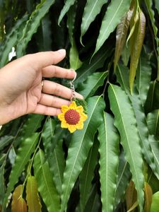 Crocheted Sunflower Keychain