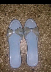 Cute Blue Bow Slide Sandals