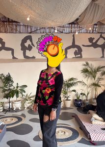 Floral Top &amp; Black Pants Set