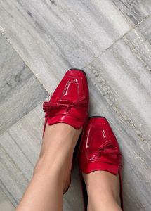 Red Patent Leather Tassel Loafers