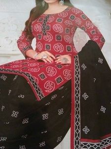 Red Black  Cotton Bandhini Special