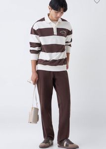 Nuon Westside Brown Striped Polo Sweatshirt