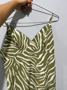 Green Zebra Print Slip Dress