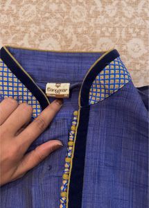 manyavar Men's Blue Kurta