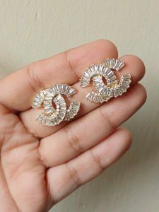 Elegant CC Stud Earrings Big size