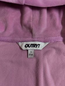 Outryt Pink Velour Zip-Up Hoodie