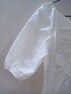 White Puff Sleeve Square Neck Dress