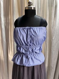 gingham blue tube top
