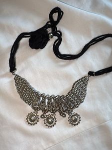 Ethnic Oxidized Silver Choker Necklace