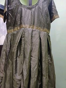 Elegant Grey gown with Gold Trim