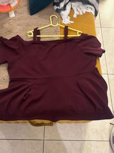 Burgundy Cold Shoulder Peplum Top