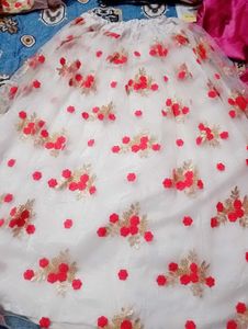 beautiful White Lehenga Choli with Red Embroidery❤