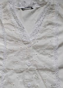 White semi sheer Top