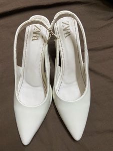 Zara White Slingback Flats