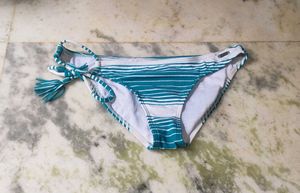 Teal & White Striped Bikini Bottom