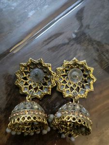 Mirror Work Jhumka Earrings