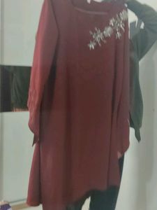 Elegant Maroon Embroidered Tunic