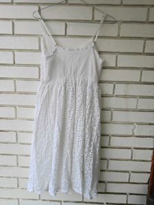 White Eyelet Spaghetti Strap Dress