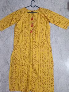 Knee Length Yellow Kurti