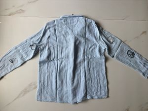 Westside Light Blue Seashell Embroidered Shirt