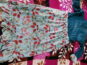 Chic Denim &amp; Floral Midi Dress