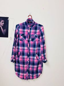 Pink Plaid Long Sleeve Top