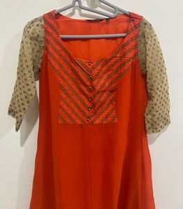 Globus Coral Red A-Line Kurti