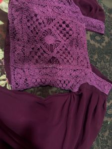 Crochet Wool Top With Balloon Sleeves