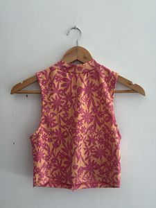 Floral Twist Front Sleeveless Top