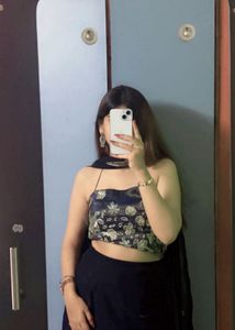 diwali Designer Blue Floral Crop Top &amp; Skirt