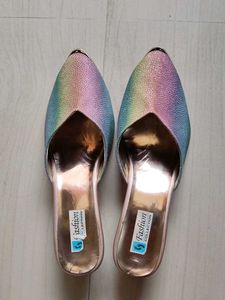 Rainbow Pointed Toe Mules