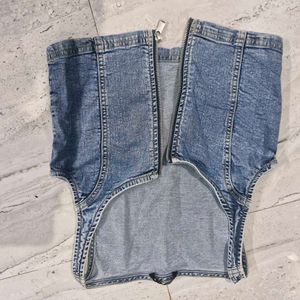 Denim Zip Front crop top