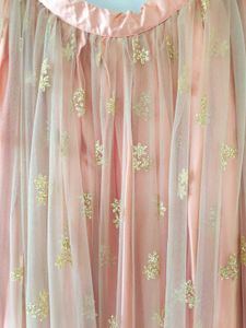 Peach &amp; Gold Embroidered Lehenga Skirt