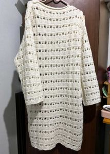 Cream knit sweater dress