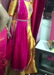 Vibrant Yellow & Pink Lehenga Choli