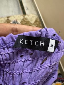Purple Eyelet Wrap Crop Top