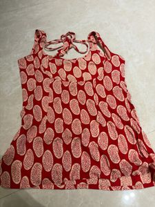 Red Paisley Print Kurta